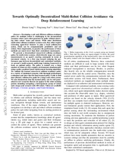 Towards Optimally Decentralized Multi-Robot Collision Avoidance via Deep
  Reinforcement Learning