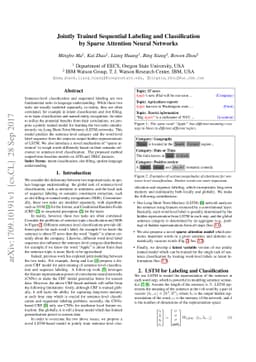 Jointly Trained Sequential Labeling and Classification by Sparse
  Attention Neural Networks
