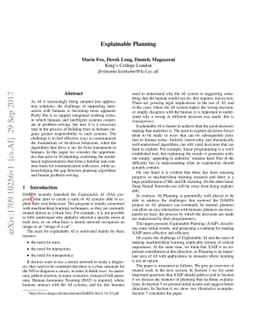 Explainable Planning