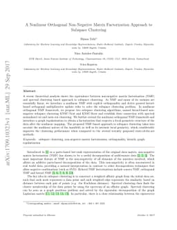 A Nonlinear Orthogonal Non-Negative Matrix Factorization Approach to
  Subspace Clustering