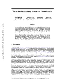 Structured Embedding Models for Grouped Data
