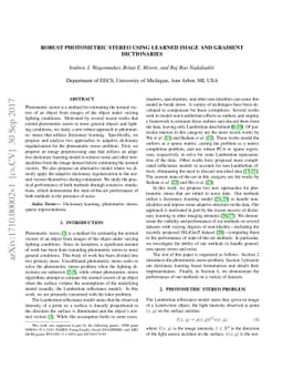 Robust Photometric Stereo Using Learned Image and Gradient Dictionaries