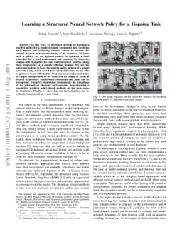 Learning a Structured Neural Network Policy for a Hopping Task