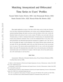 Matching Anonymized and Obfuscated Time Series to Users' Profiles