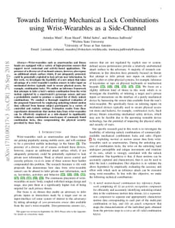 Towards Inferring Mechanical Lock Combinations using Wrist-Wearables as
  a Side-Channel