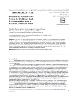 Personalized Recommender System for Children's Book Recommendation with
  A Realtime Interactive Robot