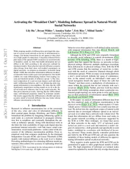Activating the "Breakfast Club": Modeling Influence Spread in
  Natural-World Social Networks
