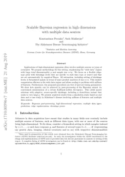Scalable Bayesian regression in high dimensions with multiple data
  sources