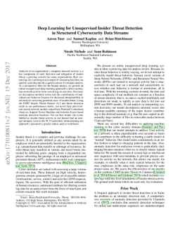Deep Learning for Unsupervised Insider Threat Detection in Structured
  Cybersecurity Data Streams