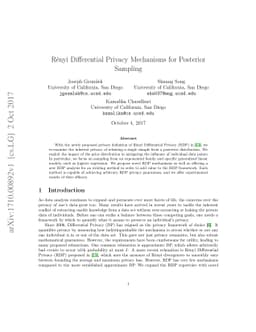 Rényi Differential Privacy Mechanisms for Posterior Sampling