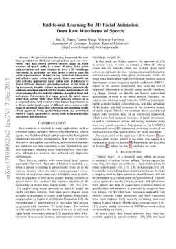End-to-end Learning for 3D Facial Animation from Raw Waveforms of Speech