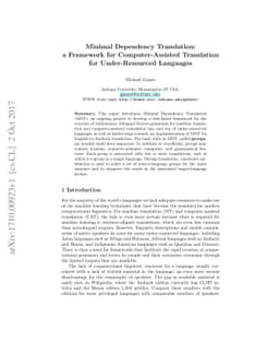 Minimal Dependency Translation: a Framework for Computer-Assisted
  Translation for Under-Resourced Languages
