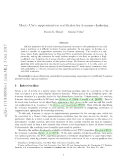 Monte Carlo approximation certificates for k-means clustering
