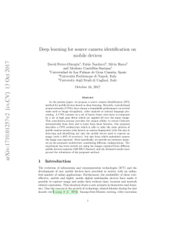 Deep learning for source camera identification on mobile devices