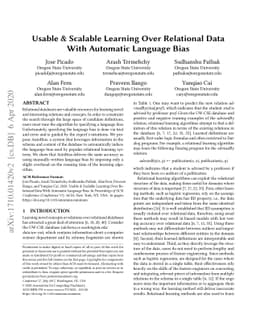Usable & Scalable Learning Over Relational Data With Automatic Language
  Bias