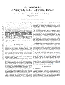 ($k$,$ε$)-Anonymity: $k$-Anonymity with $ε$-Differential
  Privacy