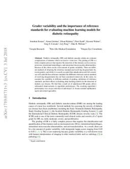 Grader variability and the importance of reference standards for
  evaluating machine learning models for diabetic retinopathy