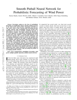 Smooth Pinball Neural Network for Probabilistic Forecasting of Wind
  Power