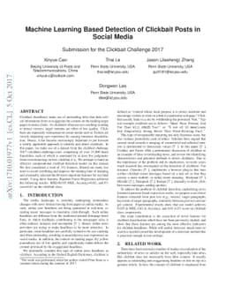 Machine Learning Based Detection of Clickbait Posts in Social Media