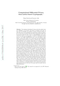 Computational Differential Privacy from Lattice-based Cryptography