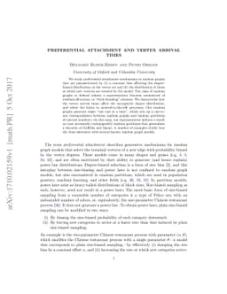 Preferential Attachment and Vertex Arrival Times