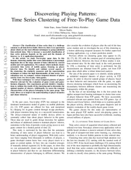 Discovering Playing Patterns: Time Series Clustering of Free-To-Play
  Game Data