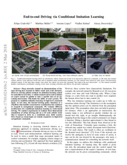 End-to-end Driving via Conditional Imitation Learning
