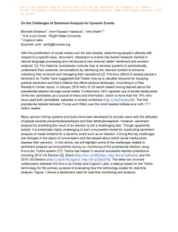 On the Challenges of Sentiment Analysis for Dynamic Events