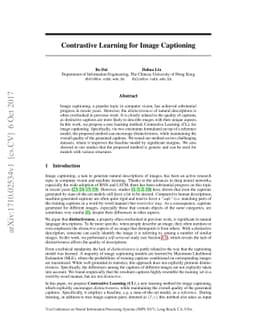 Contrastive Learning for Image Captioning