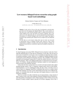 Low-resource bilingual lexicon extraction using graph based word
  embeddings