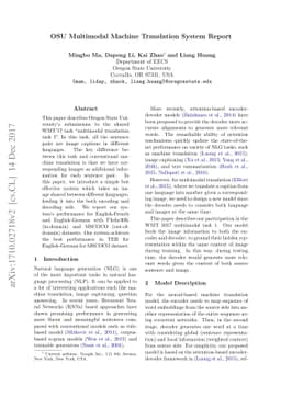 OSU Multimodal Machine Translation System Report