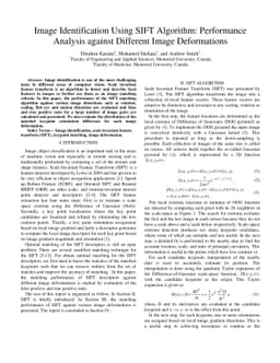 Image Identification Using SIFT Algorithm: Performance Analysis against
  Different Image Deformations