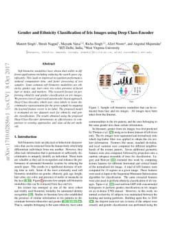 Gender and Ethnicity Classification of Iris Images using Deep
  Class-Encoder