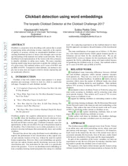 Clickbait detection using word embeddings
