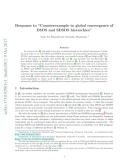 Response to "Counterexample to global convergence of DSOS and SDSOS
  hierarchies"
