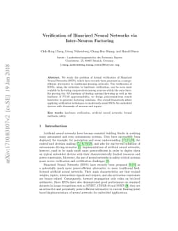 Verification of Binarized Neural Networks via Inter-Neuron Factoring