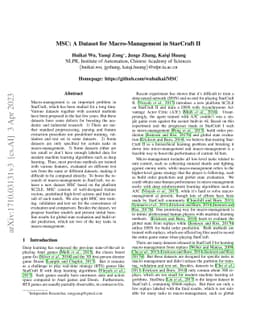 MSC: A Dataset for Macro-Management in StarCraft II