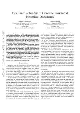DocEmul: a Toolkit to Generate Structured Historical Documents