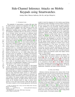 Side-Channel Inference Attacks on Mobile Keypads using Smartwatches