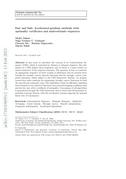 Fast and Safe: Accelerated gradient methods with optimality certificates
  and underestimate sequences