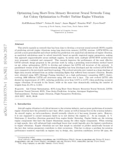 Optimizing Long Short-Term Memory Recurrent Neural Networks Using Ant
  Colony Optimization to Predict Turbine Engine Vibration