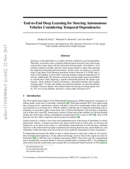 End-to-End Deep Learning for Steering Autonomous Vehicles Considering
  Temporal Dependencies