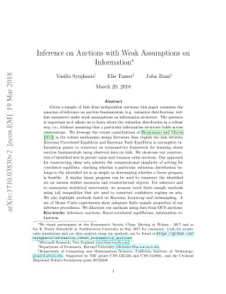Inference on Auctions with Weak Assumptions on Information