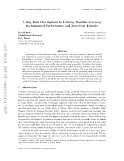 Using Task Descriptions in Lifelong Machine Learning for Improved
  Performance and Zero-Shot Transfer