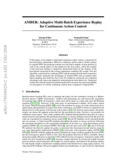AMBER: Adaptive Multi-Batch Experience Replay for Continuous Action
  Control