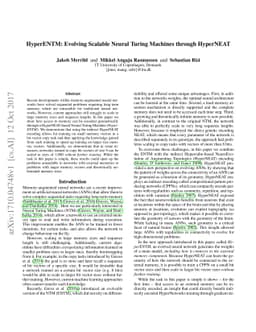 HyperENTM: Evolving Scalable Neural Turing Machines through HyperNEAT