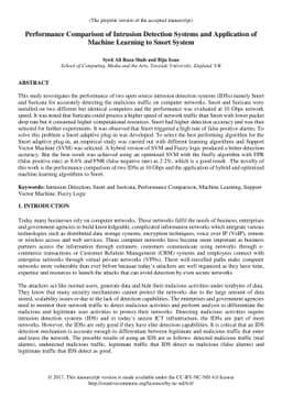 Performance Comparison of Intrusion Detection Systems and Application of
  Machine Learning to Snort System