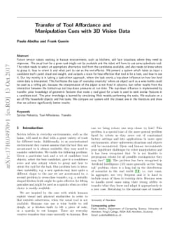 Transfer of Tool Affordance and Manipulation Cues with 3D Vision Data