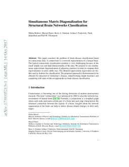 Simultaneous Matrix Diagonalization for Structural Brain Networks
  Classification