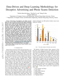 Data-Driven and Deep Learning Methodology for Deceptive Advertising and
  Phone Scams Detection